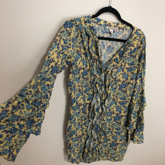 Novella Royale Ruffle Blue Floral Mini / Tunic - Picture 2 of 5